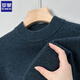 ROMON woolen sweater for men in winter thickened warm base knitted solid color 100% wool middle-aged casual all-match sweater for men bright rice camel XL recommended 140-155Jin Jin equals 0.5 kg