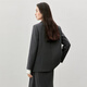 Shandubila 2025 Spring and Autumn Blazer Feminine Commuting One-Button Metal Label Fake Pocket Suit Dark Gray M