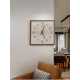 Miaopu LE 2024 Nuevo Light Luxury Double Wall Rechan Sala de estar Reloj Home Modern Simple Atmosférica Solid Wood Reloj Square Gran 9197 Color de nogal Producto alemán 12 pulgadas