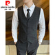 Pier Cardin Plaid Traje Juego de bodas Masculino Masino Vestido del novio del novio Slim Style Corean Casual Chaqueta Oficial Gris [traje + chaleco + pantalones + camisa] Regalo XL