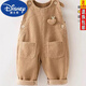 Disney baby overalls autumn and winter plus velvet infant jumpsuit 0 to 3 years old children's casual cute baby corduroy pants khaki (spring and autumn) 90
