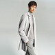 
Peacebird men's woolen coat men's mid-length lapel single-breasted casual wool coat gray 1 (combined) L