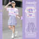 小猪彼特女童短袖套装夏季薄款儿童2025新款速干运动服童装两件套夏装10岁 9922白色+18442紫色 130 cm