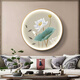 Paidan Xianmeng New Chinese Style Decorative Painting Round Luminous Painting Entry Hall Living Room Painting Landscape Painting Zen Tea Room Hanging Painting Ink Painting Spring Swallow Ink Bamboo - Aluminum Alloy Black Frame/Crystalline Porcelain Surface Diameter 50cm - No Light Style