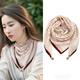 SOMUBAY magnetic button cotton linen small square scarf scarf for women multifunctional spring and autumn neck protection scarf sun protection scarf Women's Day gift apricot color lines [gift bags need to contact customer service or notes]
