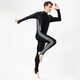 YINGFA swimsuit men's one-piece long-sleeved trousers sun protection warm surfing wetsuit seaside outdoor working swimming jellyfish suit black/grey XL (170-175cm/60-70kg)