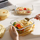 CialCopper Hitzeresistente Glas Frischwachtbox Kühlschrank Speicherbox Mikrowellenofen Heizung Lunchbox Drei Partitionen 1050+ Runde 450+ Beutel