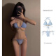 Taoshangshan swimsuit female sexy bikini two-piece European and American ins bandage triangle retro fish chain hot spring resort swimming 0993 light blue S size [recommended 80-90Jin [Jin equals 0.5 kg]]