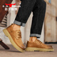Chaussures pour hommes de la famille Bull printemps et automne 2025 Nouvelles chaussures à tendance à la tendance pour hommes épaisses chaussures en cuir décontractées britanniques pour hommes basses de travail masculin Martin Broots jaunes [Four Seasons Single Shoes] GN12310A126 41 (Taille de chaussures de sport)