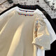 ZHIWEI NEUER CHINE CHINESS-STYLE Kurzärmeliges T-Shirt für Herren Sommer neue Baumwoll- und Leinen Nischenmarke Lose halbärmelige T-Shirt T3523 Apricot XL [Empfohlen 125-145jin [Jin gleich 0,5 kg]]