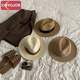 
COYOJOR Xiyaojia Zhao Lusi same style sunshade straw hat women summer new style beach white Panama top hat sun hat cowboy hat men milk white adjustable