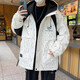 BILUOGEDE Autumn jacket worn by boys aged 12-25 years old, autumn winter, teenager student plus velvet men's workwear hooded jacket trend 826 models milky white plus velvet L (100-120Jin [Jin equals 0.5 kg])