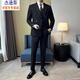 Jason's British business gun lapel double-breasted slim suit suit men's light luxury wedding dress groom's suit three-piece suit 338 black (suit + pants) XL