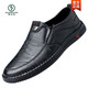Holzspecker Herrenschuhe Sommer 2025 neue Lederschuhe Britisch vielseitige einteilige Vaters Schuhe modische weiche Sohle lässige Lederschuhe Männer 677 Schwarz 39