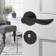 Schwarze Türschloss Schlafzimmer universelle Innenräume Massivholz Tür Splittertür Schloss moderne einfache Magnet -Saug -Türgriff B Style F9902 gebogener Griff Ganzes Schloss + Scharnier -Türsaugung