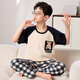 Mannido Pajamas Pajamas Boys Summer Pantalones de manga corta Algodón puro Niños delgados niños de tamaño mediano Set de ropa para el hogar de algodón de algodón F728 [Longitud corta] m Código recomendado 155-160 cm
