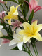 Runlei artificial flower lily artificial flower living room plastic bouquet floor decoration silk flower wedding flower arrangement interior decoration decoration plastic touch large lily-yellow