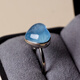 Core Fragrance Ocean Heart Natural Aquamarine Ring Sweet and Cute Small Fresh Heart-Shaped Crystal Lucky Blessing Stone Five Elements Hydrating