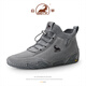 Ram plus velvet Martin boots men's summer thickened warm and cold-proof men's shoes high-top northeast anti-freeze men's Martin boots big cotton shoes gray plus velvet 41 leather shoes size