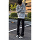 Digada Black Willow Scimitar Jeans Frühling und Herbst Neues Cleanfit American High Street Micro Flare Hosen DFFS-701 Black 2xl