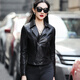 Bo Shilan Haining new spring and autumn genuine leather jacket for women motorcycle sheepskin slim short jacket large size P5197 black L 105-114Jin Jin is equal to 0.5 kg