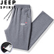 JEEP SPIRIT Jeep sweatpants men's spring and autumn casual pants solid color loose trousers for young and middle-aged people black straight XL
