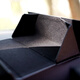 MINCITY glasses box folding glasses storage box portable for men and women Triangular lens box universal anti-pressure PU leather glasses box Cross-patterned black + glasses cloth + cleaning liquid