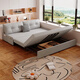 Sena Spring Multifunktionsfaltbares Sofa Bett Dual-Use Creme-Stil Wohnzimmer kleines Haus ohne Handlaufsofa Single Double Retactable Bett 360 Vollleder-Wrap-Kokosnuss-Braun-Außendurchmesser 1,16 Meter Sofa Bett [Storage Box*1]