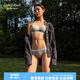 Calvin Klein同款CK内衣女士无钢圈轻运动背心文胸性感比基尼内裤套装 QP3271OUB1+F3787AD001-太空黑 XS 文胸S+内裤