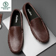 
Woodpecker Beanie Shoes Men's Summer Soft Leather Hollow Breathable British Style Business Casual Ice Leather Shoes Soft Sole Driving Lazy Shoes 9901 (Breathable) Brown 38 [Standard Leather Shoe Size]