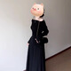 St. Paul's one-shoulder black knitted dress women's autumn and winter 2025 new Hepburn style inner long skirt suit black suit S size