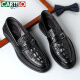 Cartelo Men's Business Casual Shoes de cuero con un pie transpirable Softhide Crocodile Patrón de cocodrilo Zapatos de cuero Hombres 9896 Negro 38