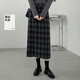 Cypress Plaid Skirt 2025 Autumn New Women's High Waist Slim Slit Midi Skirt