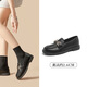 Zapatos para mujeres de Dadong Loafers 2025 Spring New British Round Head Metal Buckle Back Telle Small Leather Shoes 0222