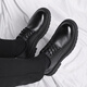Telexi Young Men's Round Toe Large Size Genuine Leather Breathable Soft Leather Thick Sole Broad Toe Formal Business Casual British Black Leather Shoes Black Please take one size larger for wider feet 46 (280mm) = Sports Shoes 47