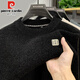Pier Cardin integrated velvet round neck sweater for men in autumn and winter new thickened velvet thermal top Chenille pullover base knit sweater 20256/713 light gray 3XL