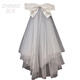 ZHIMO Proposal Veil Registration Small Simple Bride Main Wedding Dress Bow French White E Style Three Pieces Floating Nail Beads Plain Gauze 60cm-80cm