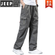 Jeep Spirit Mehr-Pocket-Arbeitshose Sommer dünne lässige Hosen Männer losen Baumwolle Plus-Größe Arbeiten Männer Weitbein Hosen Herbst und Winter Dickstil 831/hellgrau [hohe Qualität] 6xl geeignet für 230-250jin [Jin gleich 0,5 kg]