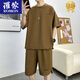 ROMON 2025 Summer informal Sports Casta delgada de los hombres Desdecables pantalones cortos de manga corta Conjunto de dos piezas de dos piezas de ropa para hombres Tz683dt White Short Manga + pantalones cortos M
