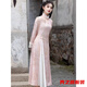 Verse Verse pink cheongsam autumn and winter long-sleeved velvet improved young girl new Chinese style Ao Dai national style dress long skirt Pink Chang'e Fairy-cheongsam + accessories velvet M 165