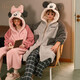 Gukoo Couple Pajamas Winter Plush Women's Home Clothes Warm Hooded Cartoon Pajamas Men's Minnie Paradise Pink Pajamas XL
