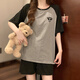 迷曼魅睡衣女夏季女款短袖带胸垫一体式家居服宽松大码休闲新款套装 12347 满铺小狗 带胸垫 带胸垫 M