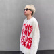 Finidongjue alphabet printed couple sweater autumn and winter American fashion brand loose pullover knitted sweater lazy style jacket men black A761 L