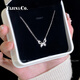 Yijin Hollow Butterfly S999 Pure Silver Necklace for Women, Exquisite and Sweet, Gift for Girlfriends on Chinese Valentine's Day, Bow Gift Box, S999 Pure Silver-Butterfly Necklace