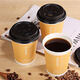 Disposable hot and cold drink milk tea coffee thickened paper cup with lid soy milk tea cup packaged office home takeaway light coffee color hot drink cup 280ml-50 pieces