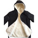 
IMPRESSWIT whole sheepskin coat with fur integrated hooded genuine leather pure sheep wool inner liner cotton jacket top thickened jacket men and women black 170/92A 100-120Jin [Jin equals 0.5 kg]