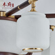 Mufu moderne simple nouveau chandelier de style chandelier lampe de salon hall lampe principale villa grand lustre tout cuivre en bois massif lampe chinoise de style rectangulaire de lustre de six têtes 1050 hauteur 360 mm