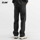 CLOR trendy work pants men's summer casual thin pants high street loose sports straight pants CL50 black L