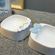 Cat bowl plastic double bowl dog bowl cat food bowl cat food bowl drinking water pet dog bowl dog food bowl dog food bucket dog white jade cinnamon dog bow double bowl + same style food storage bucket