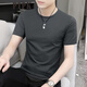 
PTPK high-end modal solid color short-sleeved T-shirt for men slim summer new ice silk quick-drying half-sleeved round neck top trendy active black combed cotton 95% XL [135~150Jin [Jin equals 0.5 kg] fit]
